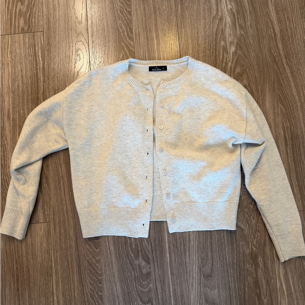 Trendy Queen Light Gray Button-Front Cardigan